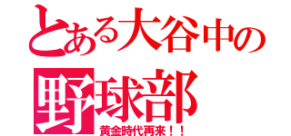 とある大谷中の野球部（黄金時代再来！！）