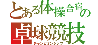 とある体操合宿の卓球競技（チャンピオンシップ）