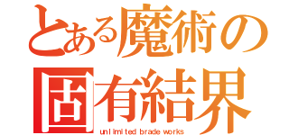 とある魔術の固有結界（ｕｎｌｉｍｉｔｅｄ ｂｒａｄｅ ｗｏｒｋｓ）