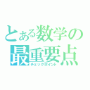 とある数学の最重要点（チェックポイント）