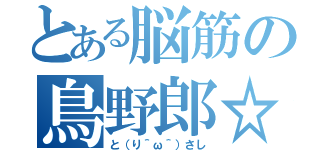 とある脳筋の鳥野郎☆（と（り＾ω＾）さし）