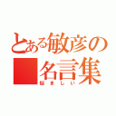 とある敏彦の 名言集Ⅴ（悩ましい）