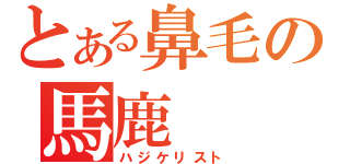 とある鼻毛の馬鹿（ハジケリスト）