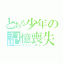 とある少年の記憶喪失（メモリーロス）