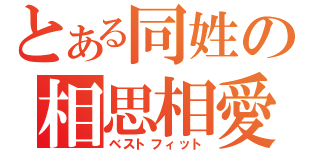 とある同姓の相思相愛（ベストフィット）