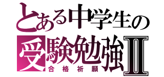 とある中学生の受験勉強Ⅱ（合格祈願）