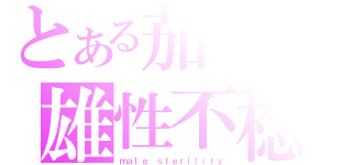 とある茄子の雄性不稔（ｍａｌｅ ｓｔｅｒｉｌｉｔｙ）