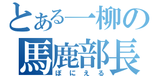 とある一柳の馬鹿部長（ぽにえる）