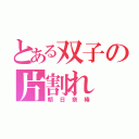 とある双子の片割れ（朝 日 奈 椿）