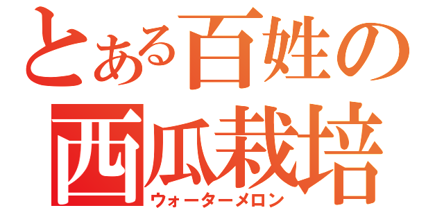 とある百姓の西瓜栽培（ウォーターメロン）