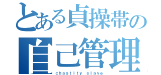 とある貞操帯の自己管理（ｃｈａｓｔｉｔｙ　ｓｌａｖｅ）