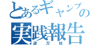 とあるギャンブラーの実践報告（逆万枚）