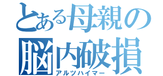 とある母親の脳内破損（アルツハイマー）