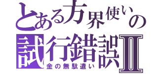 とある方界使い方の試行錯誤Ⅱ（金の無駄遣い）