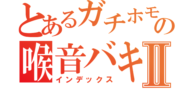 とあるガチホモの喉音バキⅡ（インデックス）