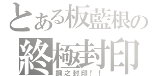 とある板藍根の終極封印（鋼之封印！！）