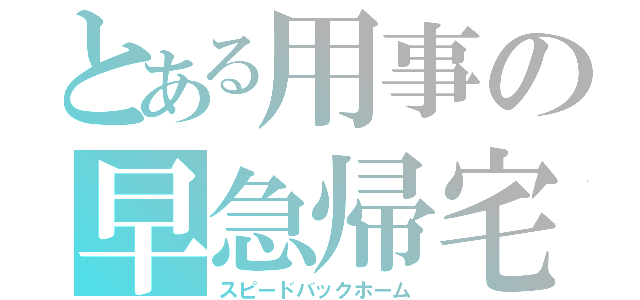 とある用事の早急帰宅（スピードバックホーム）