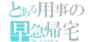 とある用事の早急帰宅（スピードバックホーム）