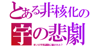 とある非核化の宇の悲劇（米ソの平和運動に騙された？）