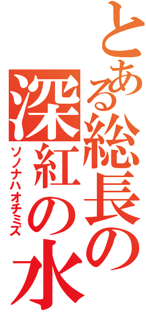 とある総長の深紅の水（ソノナハオチミズ）