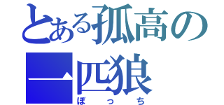 とある孤高の一匹狼（ぼっち）