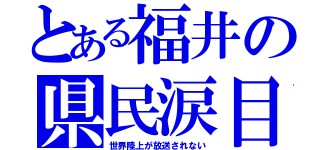 とある福井の県民涙目（世界陸上が放送されない）