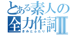 とある素人の全力作詞Ⅱ（きみとふたり）