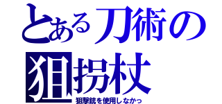 とある刀術の狙拐杖（狙撃銃を使用しなかっ）