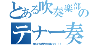 とある吹奏楽部のテナー奏者（来年こそは県大会出場っっっ！！！）