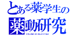 とある薬学生の薬動研究（トランスポーターＳＬＣ１７Ａ２）