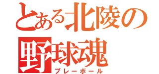 とある北陵の野球魂（プレーボール）