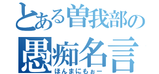 とある曽我部の愚痴名言（ほんまにもぉー）