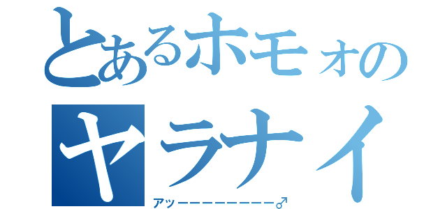 とあるホモォのヤラナイカ？（アッーーーーーーーー♂）