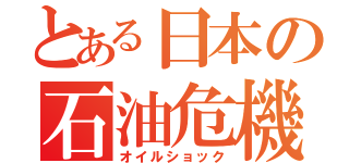 とある日本の石油危機（オイルショック）