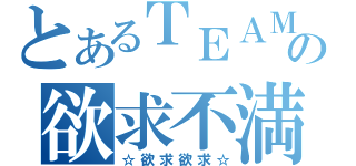 とあるＴＥＡＭの欲求不満（☆欲求欲求☆）