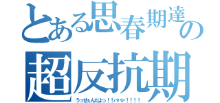 とある思春期達の超反抗期（うっせぇんだよっ！！ババァ！！！！）