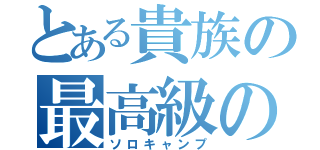 とある貴族の最高級の休日（ソロキャンプ）