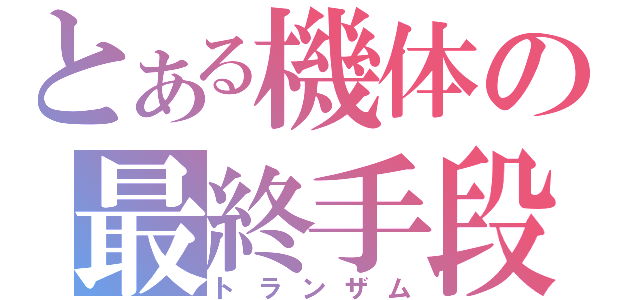 とある機体の最終手段（トランザム）