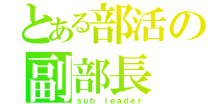 とある部活の副部長（ｓｕｂ ｌｅａｄｅｒ）