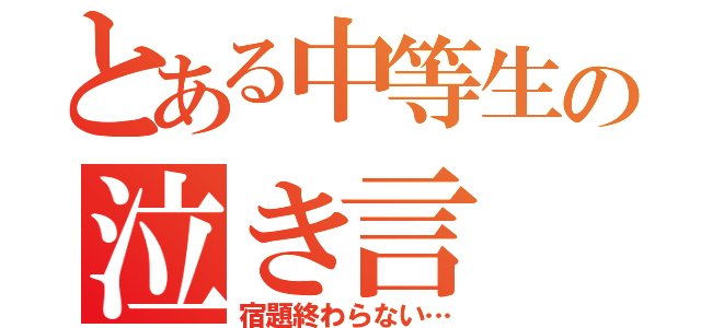 とある中等生の泣き言（宿題終わらない…）