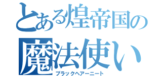 とある煌帝国の魔法使い（ブラックヘアーニート）