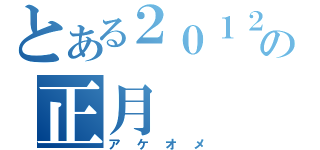 とある２０１２年の正月（アケオメ）