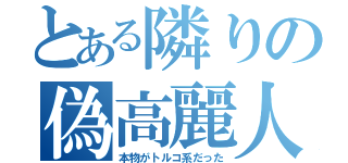 とある隣りの偽高麗人（本物がトルコ系だった）