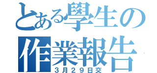 とある學生の作業報告（３月２９日交）