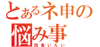 とあるネ申の悩み事（肉食いたい）