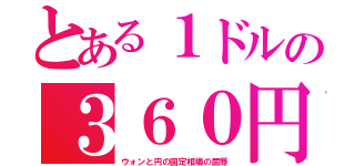 とある１ドルの３６０円（ウォンと円の固定相場の屈辱）