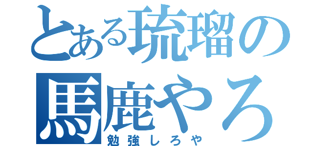 とある琉瑠の馬鹿やろう（勉強しろや）