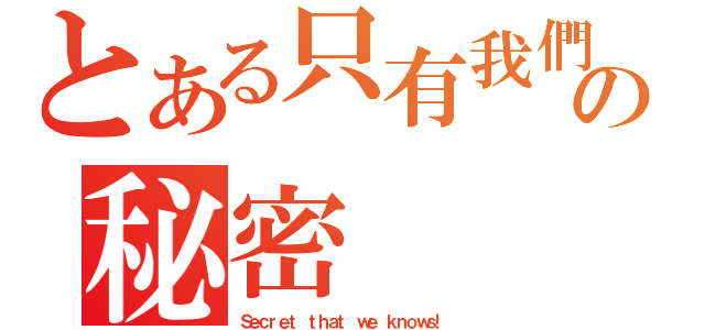 とある只有我們知道の秘密（Ｓｅｃｒｅｔ ｔｈａｔ ｗｅ ｋｎｏｗｓ！）