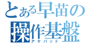 とある早苗の操作基盤（アケパッド）