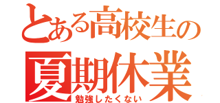 とある高校生の夏期休業（勉強したくない）